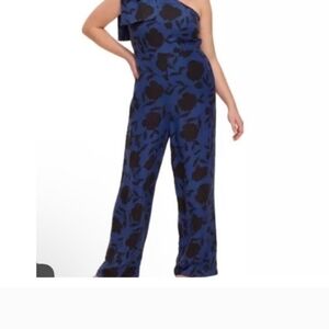 Kate Spade Blue and Black Floral Jumpsuit